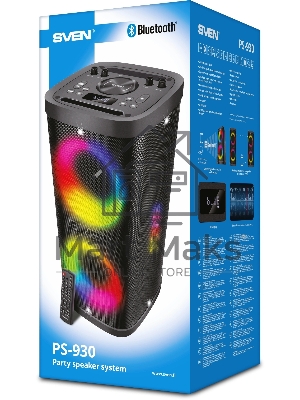 Колонка порт. Sven АС PS-930 черный 150W 1.0 BT/3.5Jack 7200mAh (SV-022402)