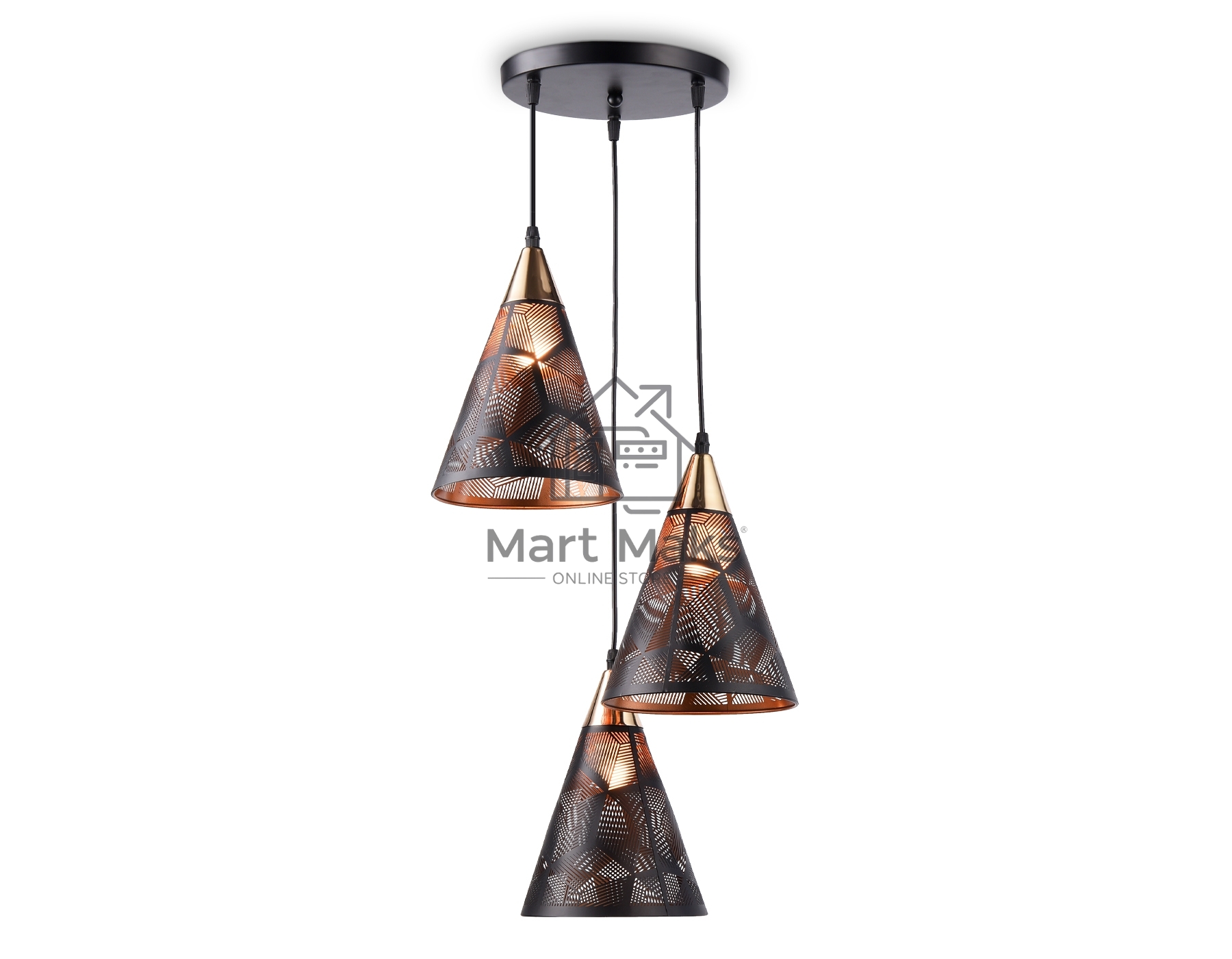 Светильник Ambrella light TR8435/3 BK/FGD черный/золото E27/3 max 40W D360*800