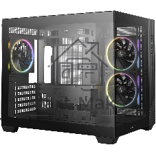 Компьютерный корпус Deepcool CG330 3F без БП, боковое окно (панорама), 3x120мм ARGB PWM вентилятора, черный, mATX