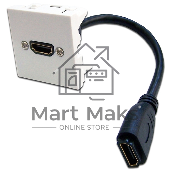 Вставка Mosaic 45x45 с адаптером HDMI с удлинителем, мама-мама, белая
