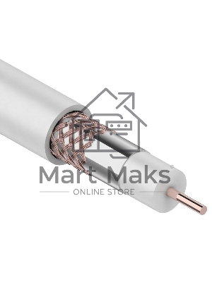 Кабель коаксиальный PROconnect RG-6U+Cu, 75 Ом, Cu/Al/Cu, 48%, бухта 100 м, белый