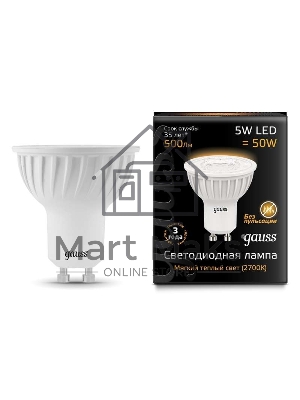 Лампа светодиодная Gauss 101506105 LED MR16 GU10 5W 3000K