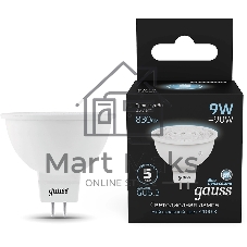 Лампа светодиодная Gauss 101505209 9Вт цок.: GU5.3 рефлек. 150B св. свеч. бел. нейт. MR16 (упак.: 10 шт)