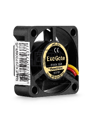 Вентилятор для корпуса ExeGate ExtraSilent ES03010S3P черный, 30 мм, 10000 об/мин, 27 дБ, 3 pin