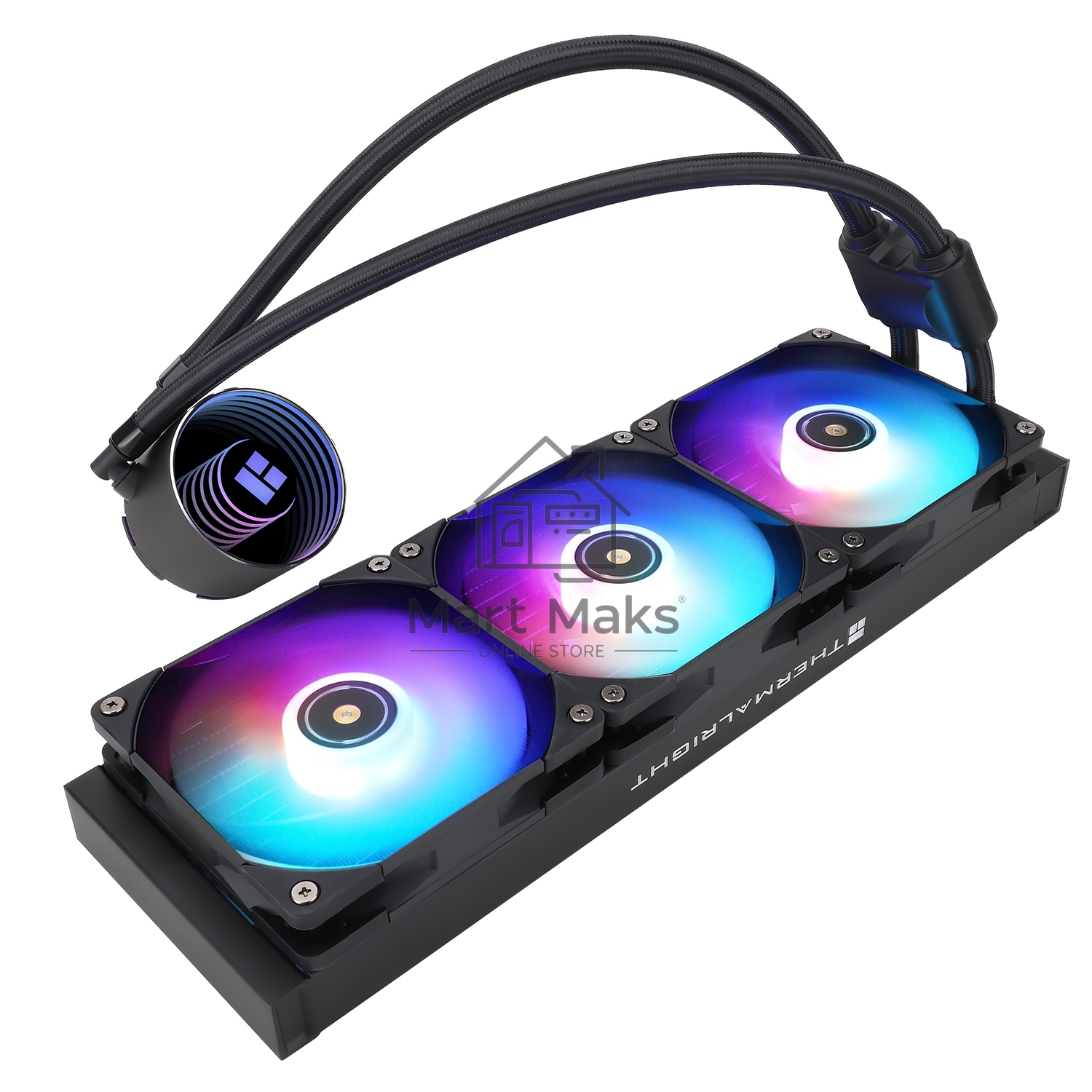 Водяное охлаждение для процессора Thermalright Frozen Notte 360 черный ARGB V2 (360mm, Black, ARGB/ Fans: 3x120mm, 72.37CFM, 27.7dBA, 2000RPM/ Pump height 54mm, 28dBA, 5300RPM, Rad thickness 27mm/ S: 1200, 1700, 1851, 2011, 2066, 115X, AM2, AM2+, AM3, AM3