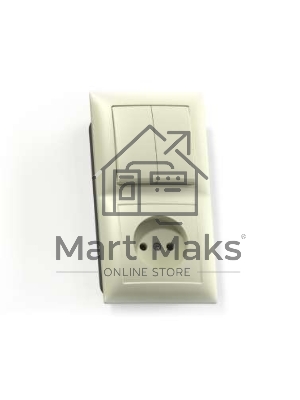 Блок СП БКВР-409 Селена (2-кл. выкл. + розетка) сл. кость Кунцево 8171