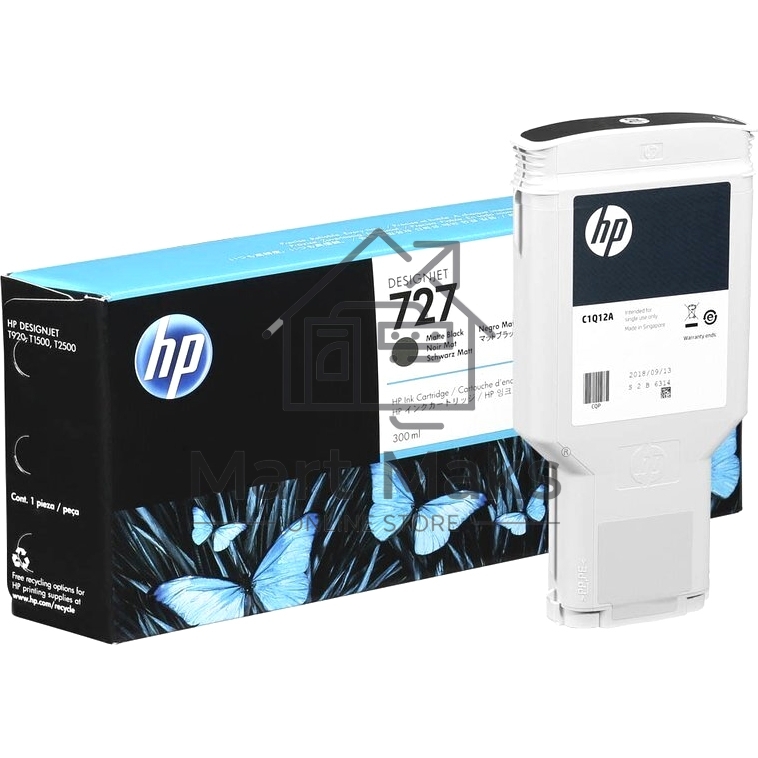 Картридж струйный HP 727 C1Q12A черный матовый, 300мл, для Designjet T920/T1500/T2500