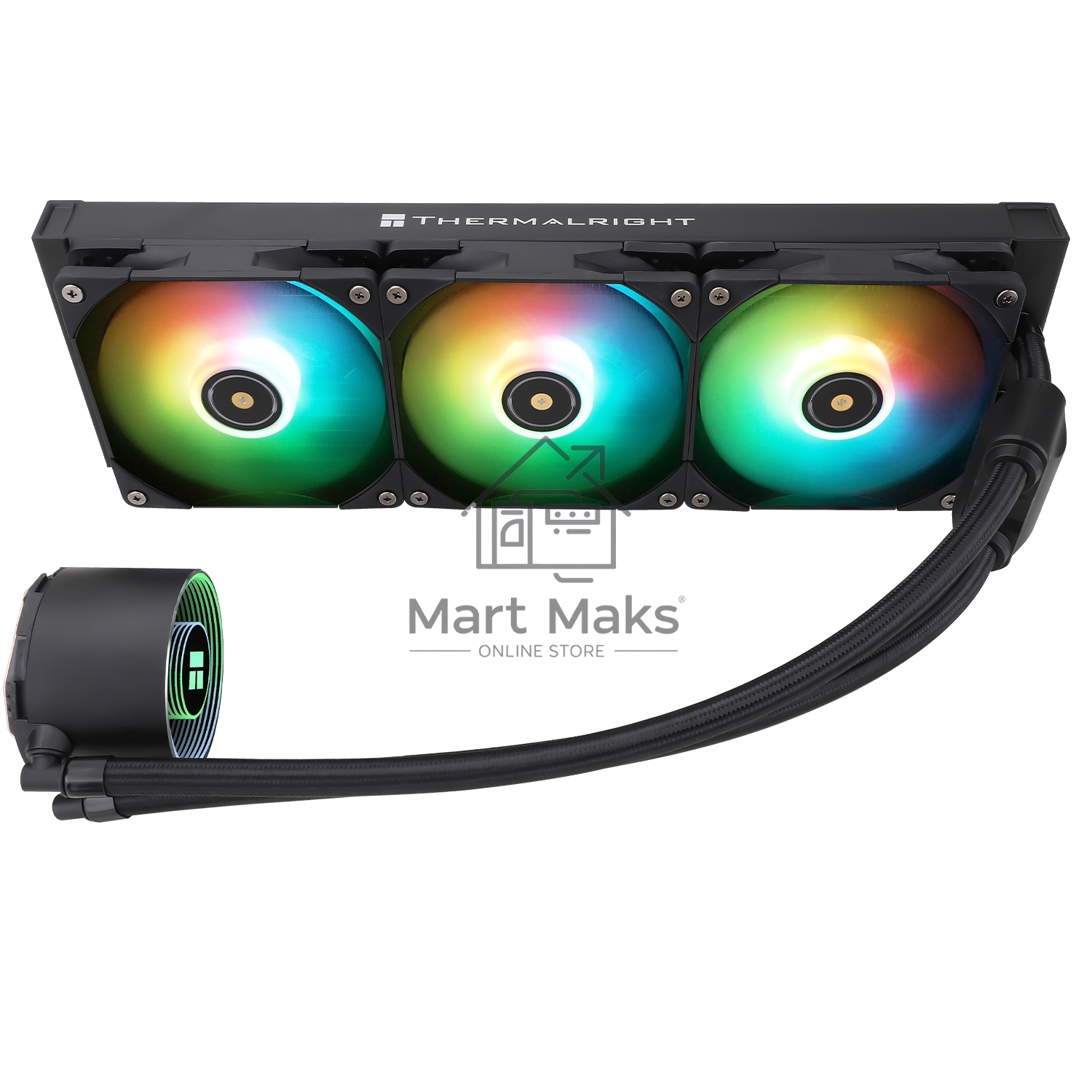 Водяное охлаждение для процессора Thermalright Frozen Notte 360 черный ARGB V2 (360mm, Black, ARGB/ Fans: 3x120mm, 72.37CFM, 27.7dBA, 2000RPM/ Pump height 54mm, 28dBA, 5300RPM, Rad thickness 27mm/ S: 1200, 1700, 1851, 2011, 2066, 115X, AM2, AM2+, AM3, AM3