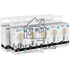 Лампа светодиодная филаментная Gauss Filament 8Вт цок.:E14 шар св.свеч.бел.нейт. (упак.:10шт)