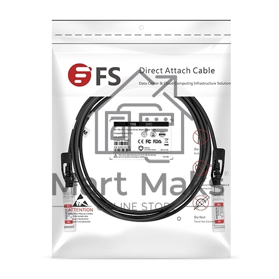 Твинаксиальный медный кабель 2m (10ft) Generic Compatible 10G SFP+ Passive Direct Attach Copper Twinax Cable #74621