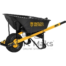 Тачка строительная Denzel усиленная, объем 140 л, 230 кг, колесо 15х6.00-6