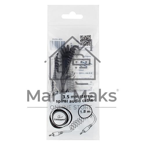 Кабель аудио Cablexpert CCA-405-6, Jack3.5 - Jack3.5, 2м, спиральный