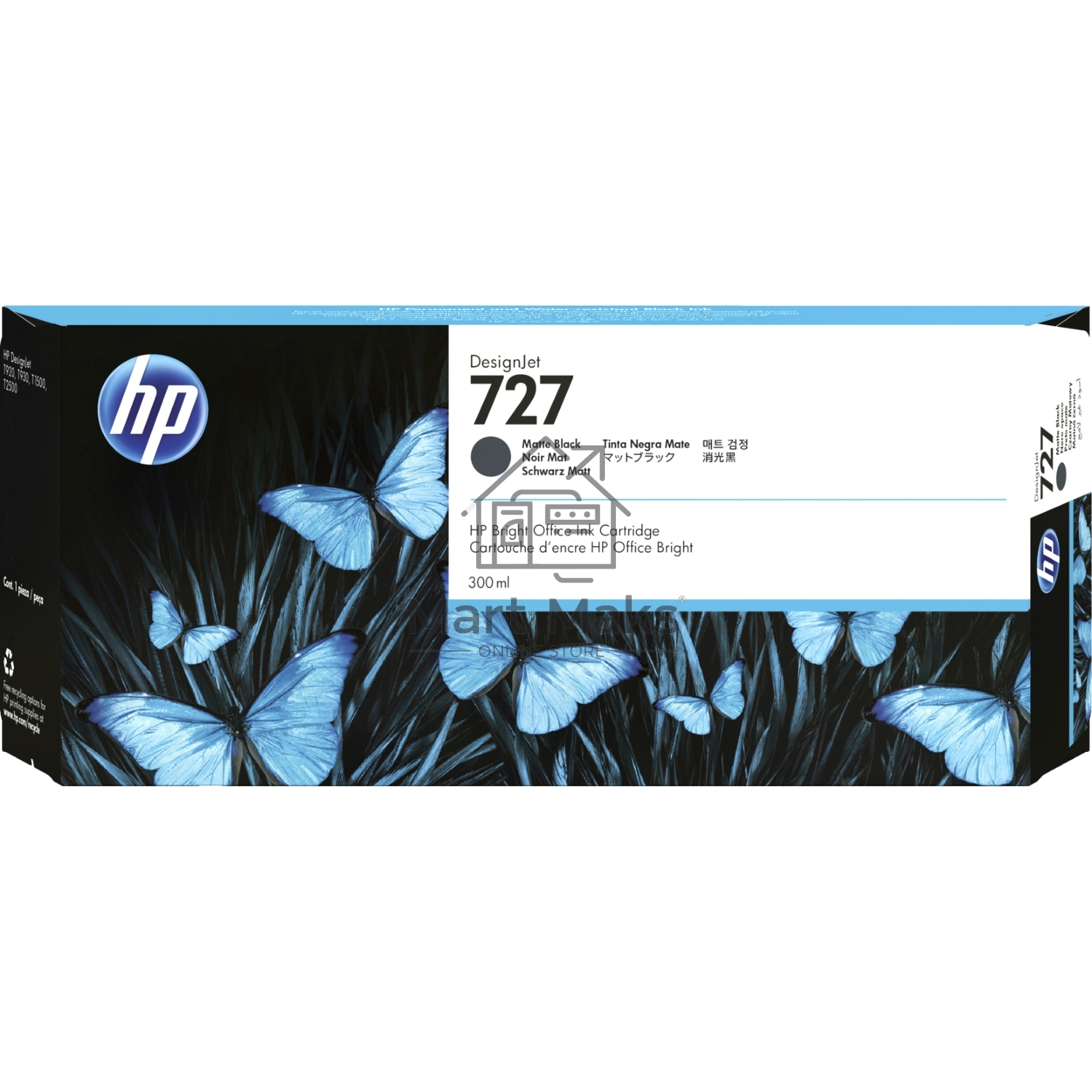 Картридж струйный HP 727 C1Q12A черный матовый, 300мл, для Designjet T920/T1500/T2500