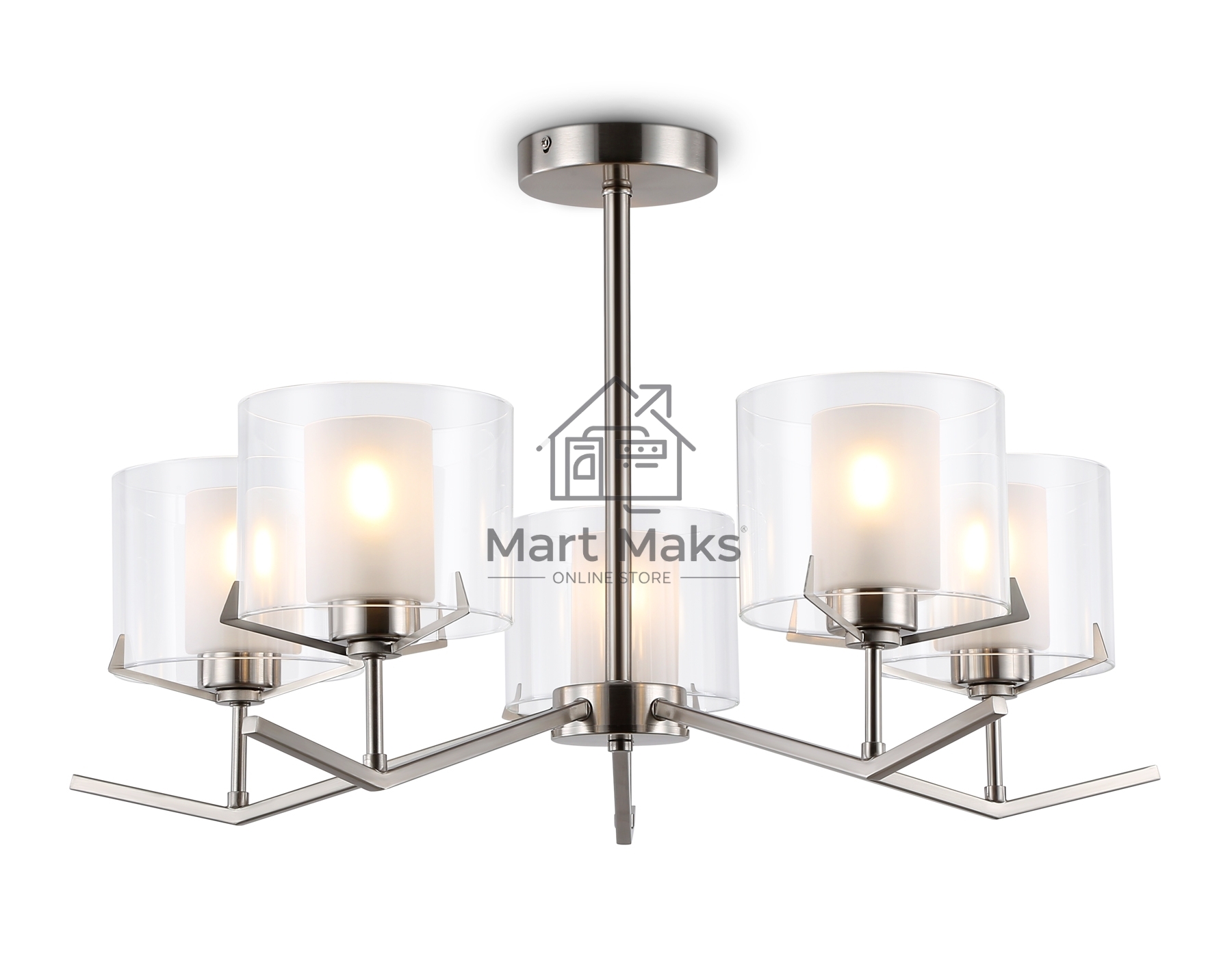 Люстра Ambrella light LH57001/5 SN/FR никель/белый матовый E14/5 max 40W D690*390