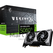 Видеокарта MSI RTX 5060 TI 16G VENTUS 2X PLUS, NVIDIA RTX 5060 Ti, 16 ГБ GDDR7, 128 бит, PCI-e 5.0, 1xHDMI, 3xDP, 2602 МГц