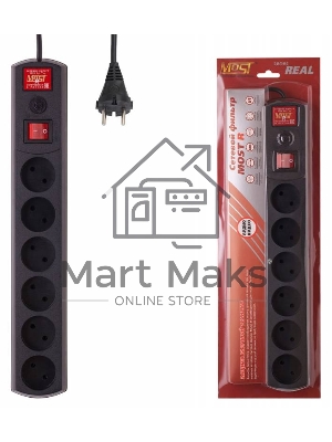 Сетевой фильтр Most R 2м (6 розеток) черный (коробка)