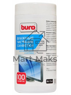 Чистящие средства BURO BU-TSCRL 817440 Туба с чистящими салфетками, для экранов и оптики, 100 шт.