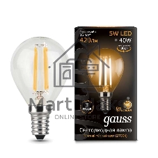 Лампа светодиодная GAUSS 105801105 LED Filament globe Е14 5Вт 2700k 1/10/50