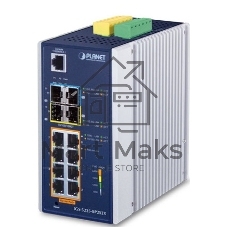 Коммутатор PLANET IGS-5225-8P2S2X, 8×1 Гбит/с PoE+ + 2×1 Гбит/с SFP + 2×10 Гбит/с SFP+, управляемый