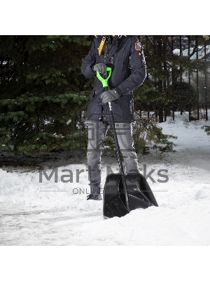 Лопата для уборки снега пластиковая PROFI, 550х415х1405 мм, алюминиевый черенок, Россия Palisad