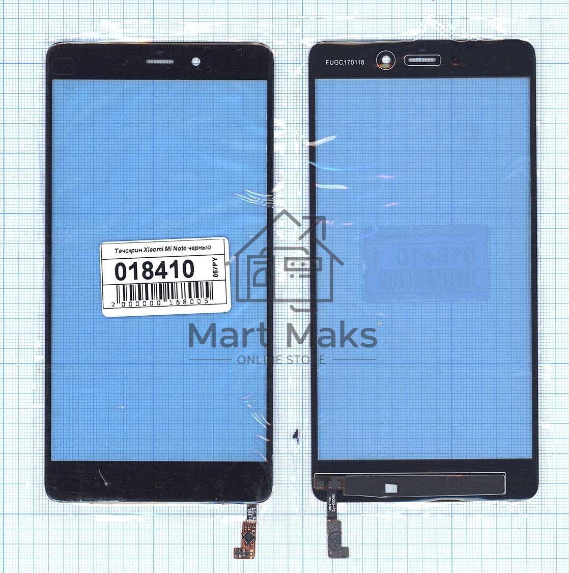 Сенсорное стекло (тачскрин) для Xiaomi Mi Note, черное
