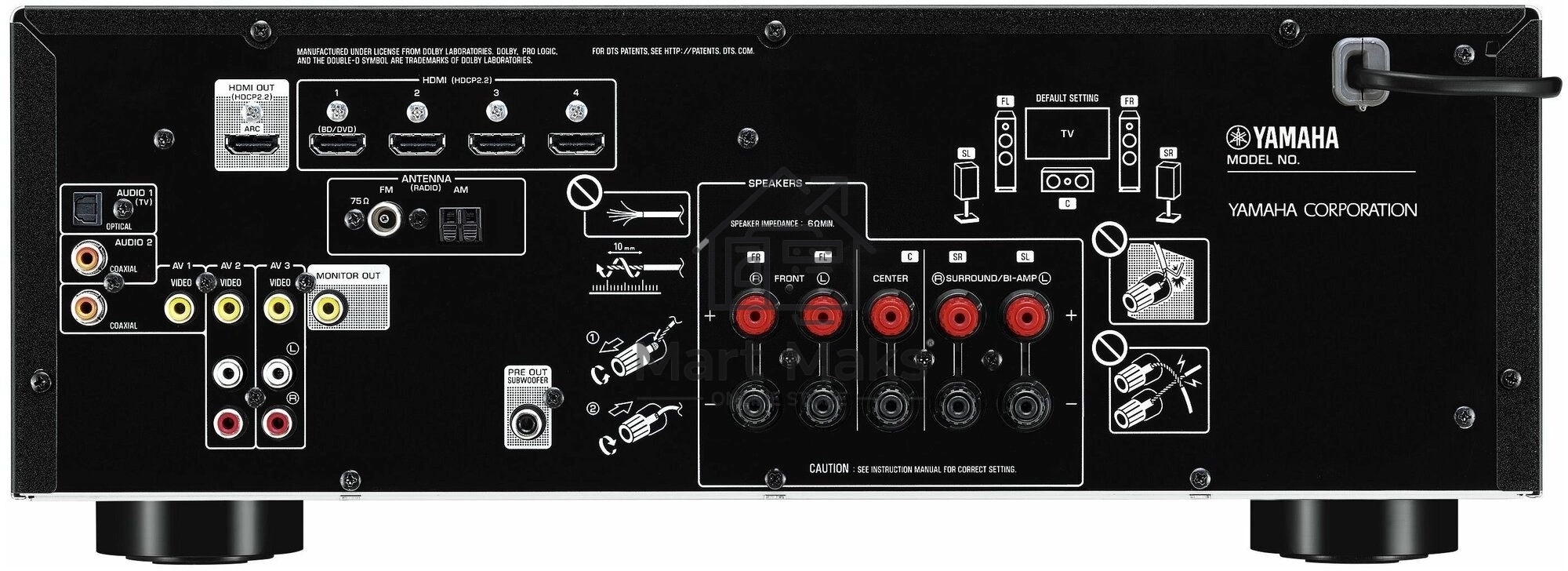 Ресивер Yamaha RX-V385 черный F 5.1-канальный AV-ресивер с поддержкой Bluetooth® с полностью дискретной конфигурацией и высококачественными ЦАП