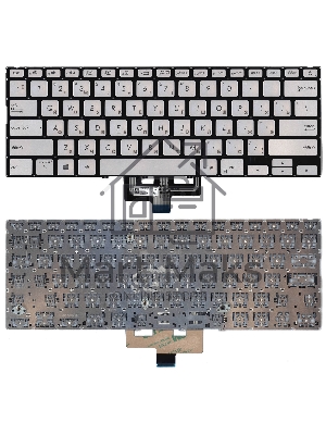 Клавиатура для ноутбука Asus ZenBook UX433FA серебристая с подсветкой