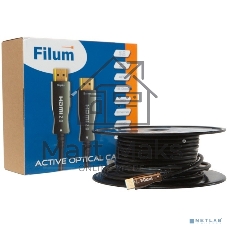 Кабель Filum HDMI активный, оптический, 10 м, 4K/60HZ, v.2.0, ARC, 19M/19M, черный, коробка, (FL-AOC-HDMI2.0-10M)