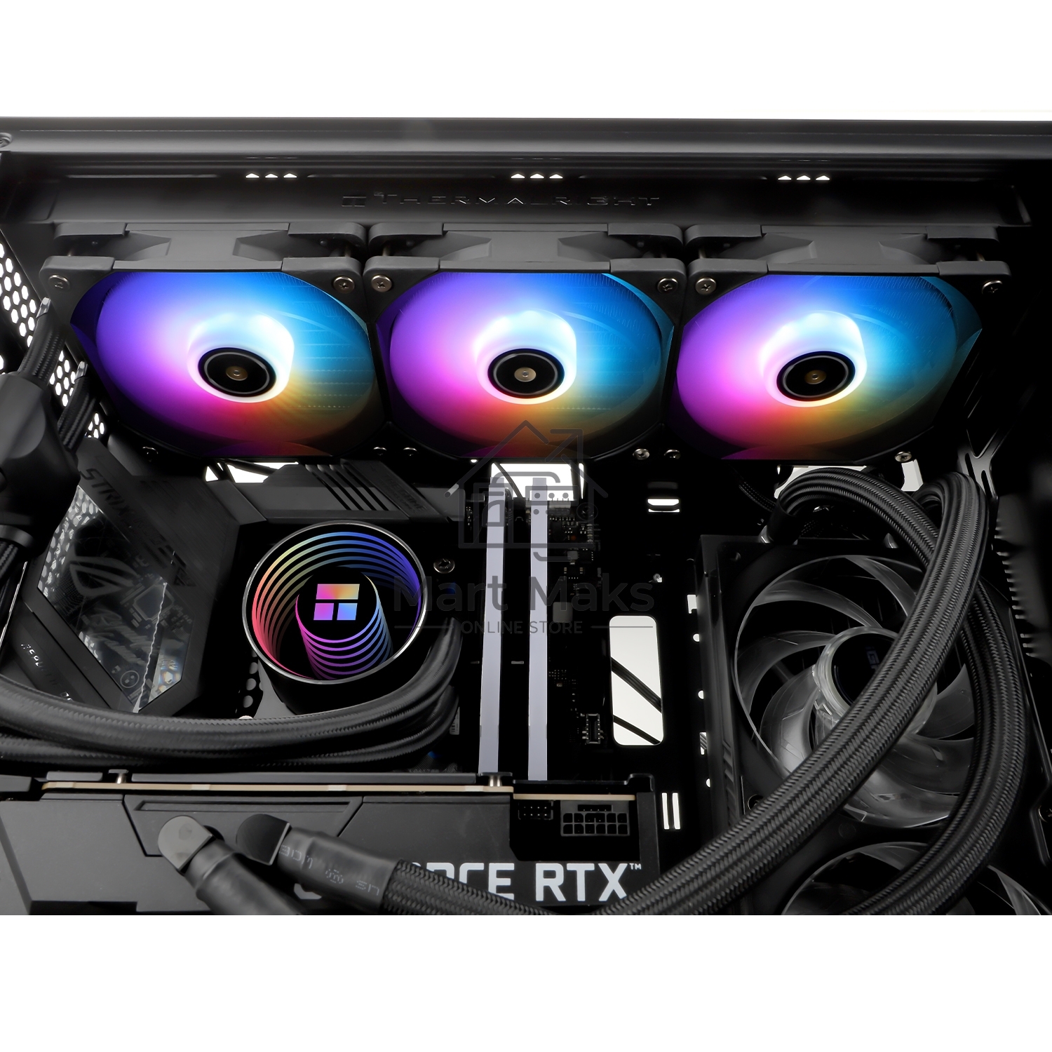 Водяное охлаждение для процессора Thermalright Frozen Notte 360 черный ARGB V2 (360mm, Black, ARGB/ Fans: 3x120mm, 72.37CFM, 27.7dBA, 2000RPM/ Pump height 54mm, 28dBA, 5300RPM, Rad thickness 27mm/ S: 1200, 1700, 1851, 2011, 2066, 115X, AM2, AM2+, AM3, AM3