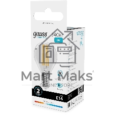 Лампа светодиодная филаментная Gauss Filament 8Вт цок.:E14 шар св.свеч.бел.нейт. (упак.:10шт)