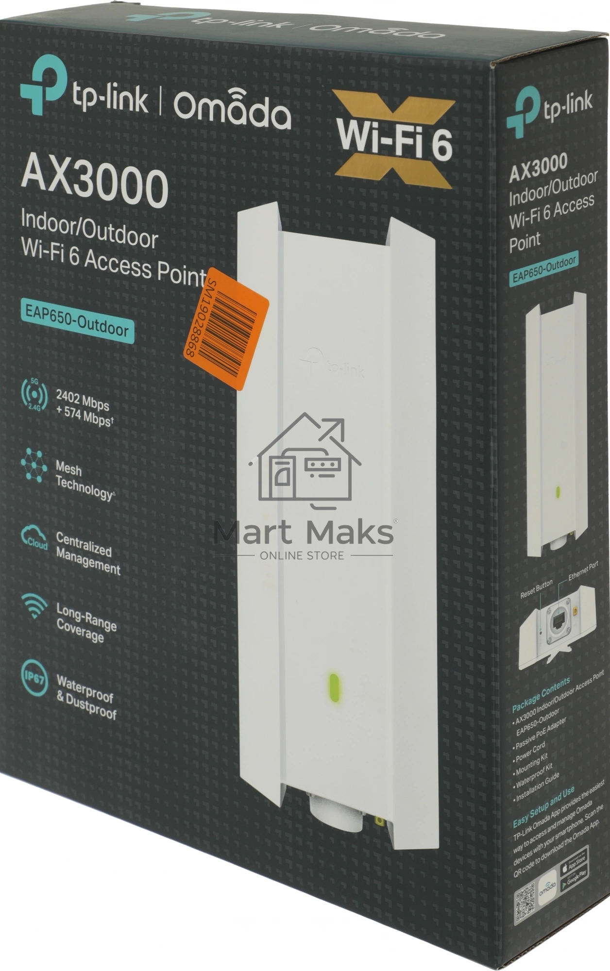 Двухдиапазонная точка доступа TP-Link EAP650-Outdoor AX3000 Wi-Fi 6 для помещения/улицы PROJ