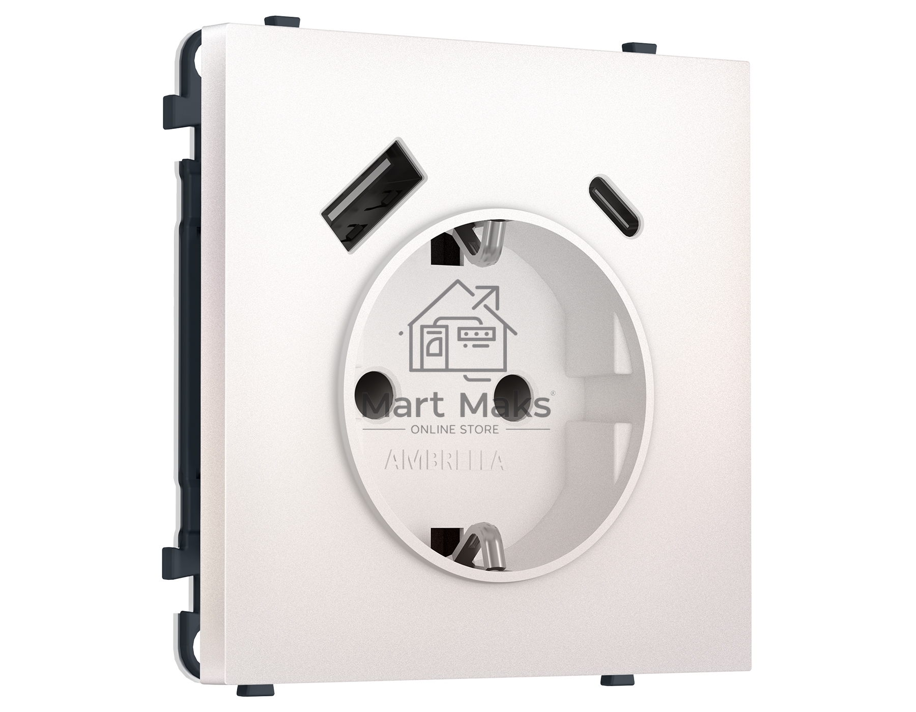 Комплект механизма электрической розетки SIGMA Жемчуг 2USB A+C 20W (быст. зар.) с/з с/ш 16A-250V QUANT PRO (SP2100, PR160)