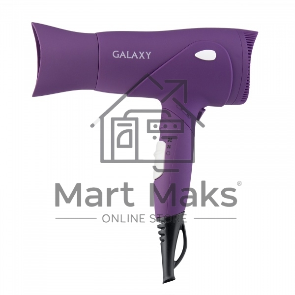 Фен для волос Galaxy Line GL 4315, сиреневый, 1800 Вт, 2 скорости, 3 температурных режима, функция «холодный воздух», защитная решетка, насадка-концентратор, подвесная петля, складная ручка