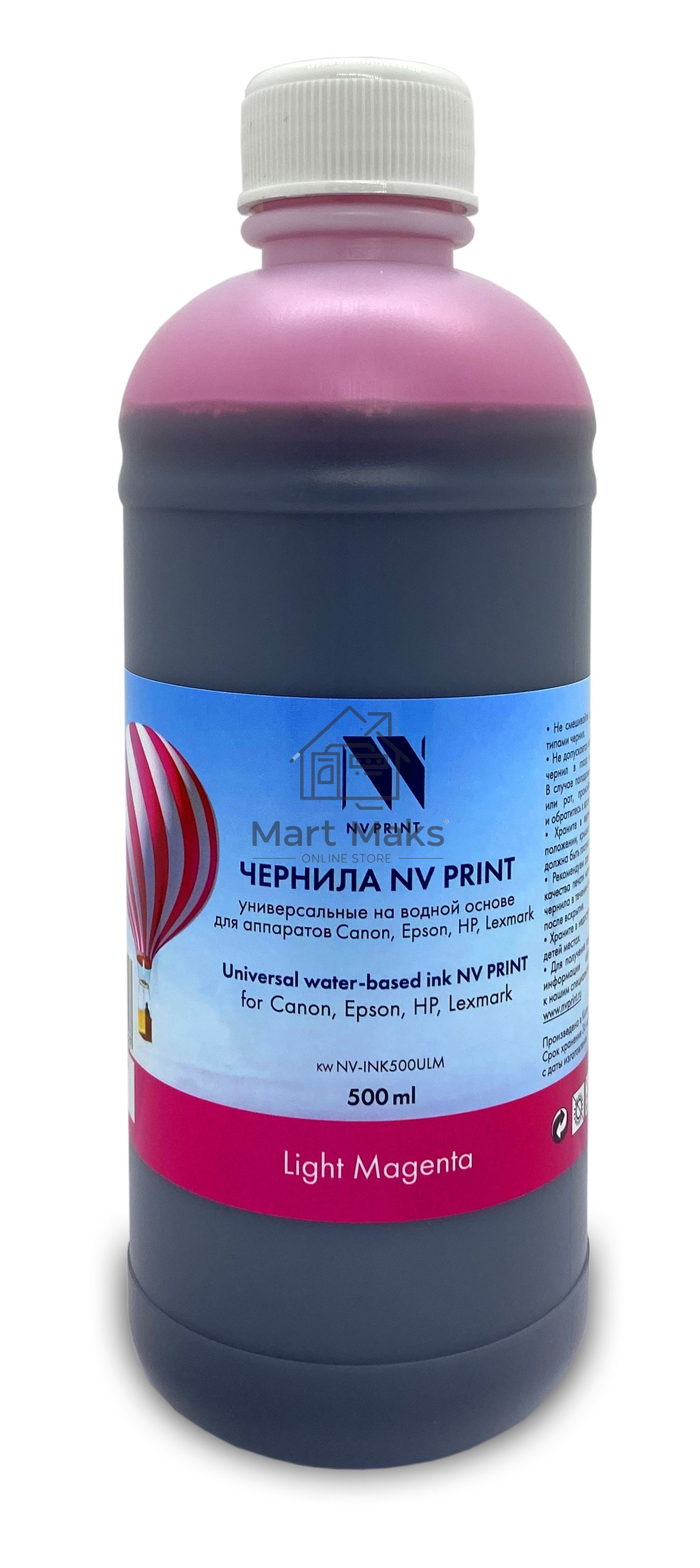 Чернила NVPrint универсальные на водной основе NV-INK500ULM для аппаратов Сanon/Epson/НР/Lexmark (500 ml) Light Magenta