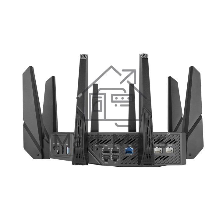 Роутер ASUS ROG GT-AXE16000 802.11 a/b/g/n/ac/ax до 1148 + 4804Мбит/c, 2,4 + 5 гГц, 8 антенн, USB, GBT LAN ; 90IG06W0-MU2A10