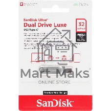 Флешка USB Sandisk Ultra Dual Luxe (SDDDC4-032G-G46), 32Gb, USB 3.2 Gen 1/Type-C, R/W 150/40, серебристый