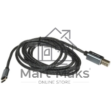 Кабель Qumo Type-С кабель, 1м, USB 2.0, 5В, 2А, 10Вт, PVC оплетка, PVC molded коннектор, черный