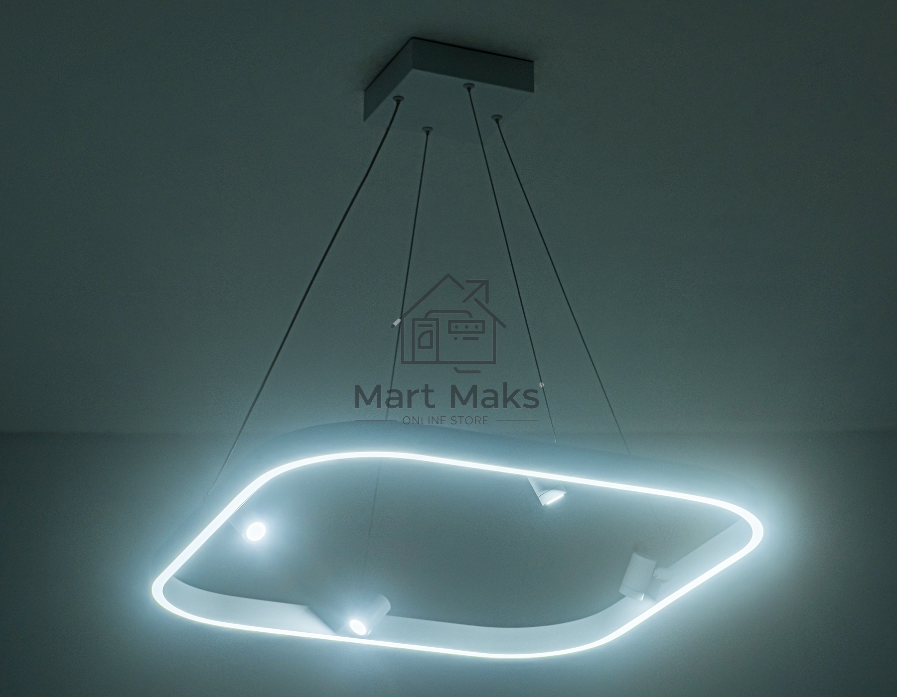Подвесной светодиодный светильник Ambrella light FL5802/1+4 WH белый 50W 3000K/4200K/6400K 600*600*1200 (без ПДУ)