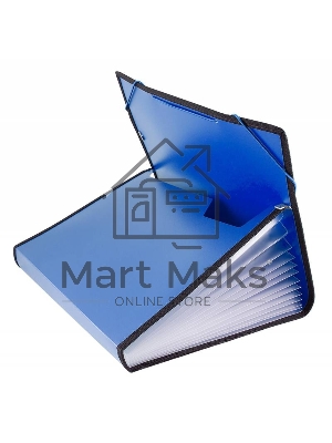 Папка на резинке Бюрократ -BPR13LBLUE 13 отделений, A4 с окантовкой, пластик, 0.7мм, синий