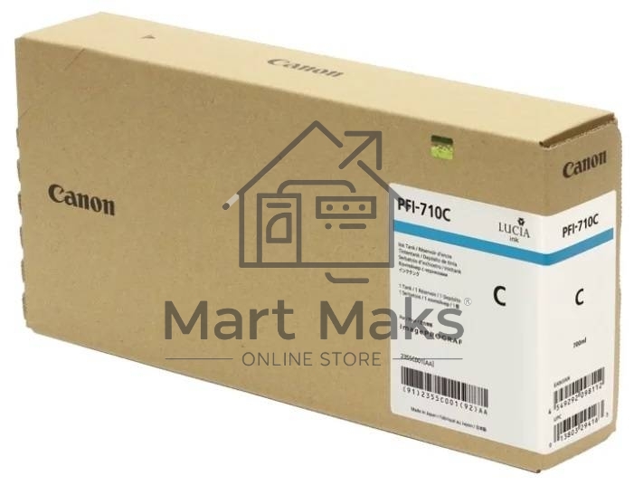 Картридж струйный Canon PFI-710 C 2355C001 голубой (700 мл) для Canon TX-2000/TX-3000/TX-4000