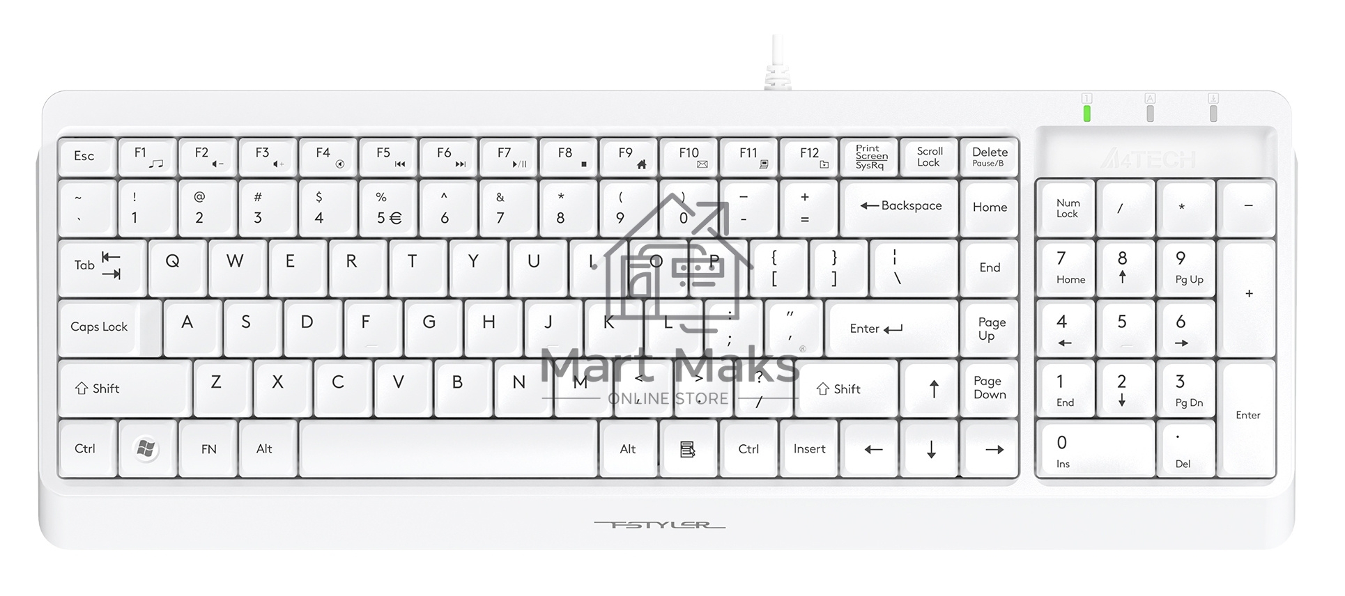 Клавиатура + мышь A4Tech Fstyler F1512 клав:белый мышь:белый USB