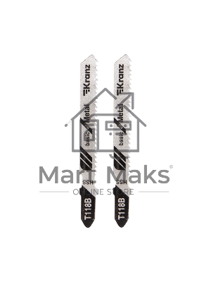 Пилка для электролобзика по металлу KRANZ T118B 76 мм 12 зубьев на дюйм 3-6 мм (2 шт./уп.)