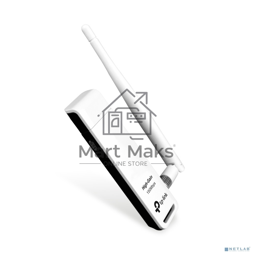 Адаптер TP-Link SOHO TL-WN722N 150Mbps High Gain Wireless N USB Adapter with Cradle, 1T1R, 2.4GHz, 802.11n/g/b, 1 detachable antenna
