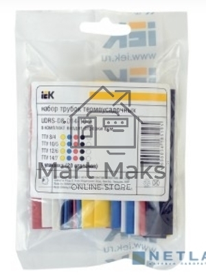 Набор трубок термоусадочных тонкостен. ТТУ 8/4; 10/5; 12/6; 14/7 (ЖЗ; С; К; Ч) 20х8см разноцвет. IEK UDRS-D8-D14-10-1