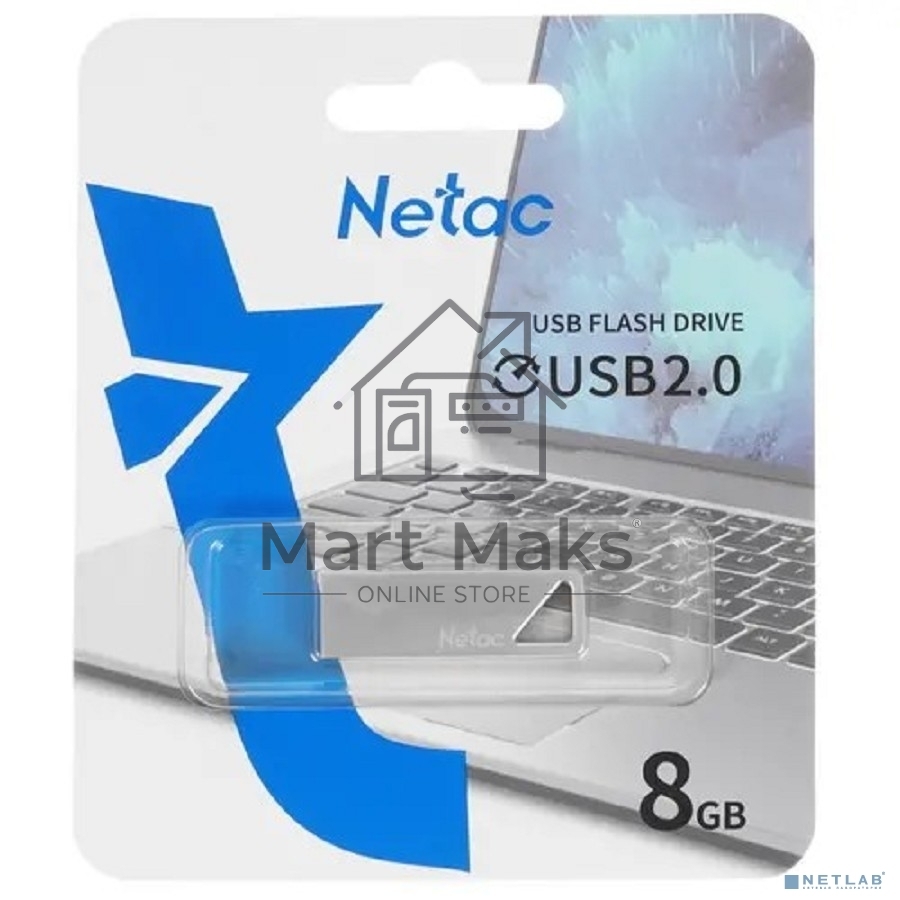 Флешка USB R/W R/W Netac U326 NT03U326N-008G-20PN 8Gb, USB2.0, металлическая плоская