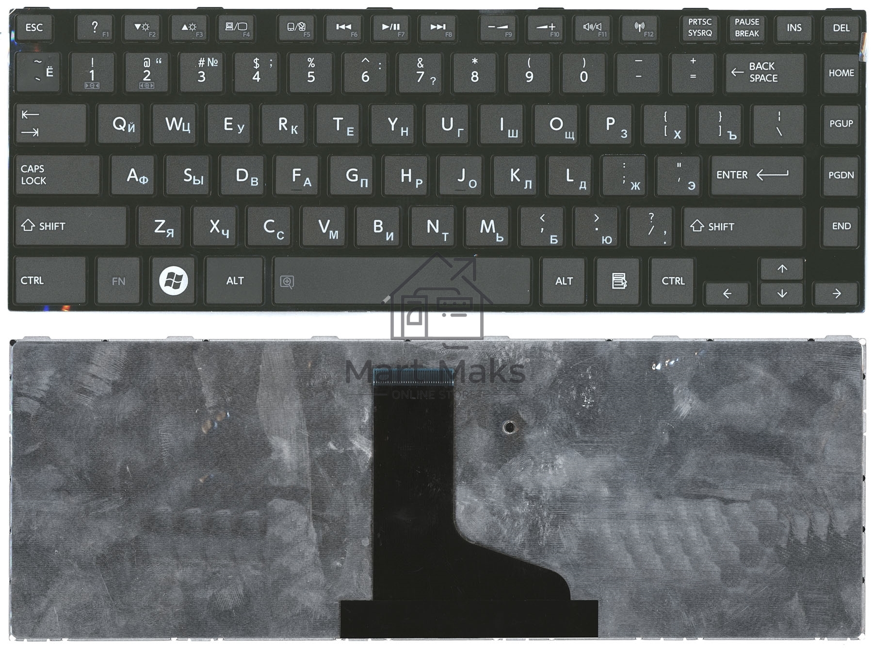 Клавиатура для ноутбука Toshiba L800 L830 черная с черной рамкой