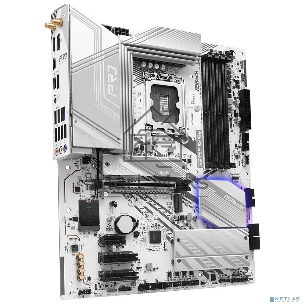Материнская плата ASRock Z890 Pro RS WiFi White, LGA 1851, Intel Z890, 4xDDR5, 4xSATA, 4xM.2, 1xPCIe 5.0 x16, 2xPCIe 4.0 x16, 1xPCIe x1, 2xUSB-C Thunderbolt 4, 4xUSB-A 3.2 Gen 1, 1xUSB-A 3.2 Gen 2, 1xHDMI, 1xDP, 1x2.5Gb LAN, 5x3.5 мм, 7.1, ATX