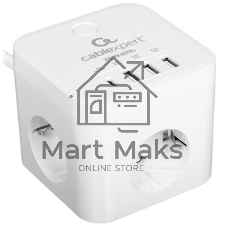 Сетевой фильтр Cablexpert Cube CUBE-3-CU3-W-1.5, 3 р, 10А, 1xType-C PD, 3xUSB, 1.5 м, ур.защиты 4+, белый, коробка
