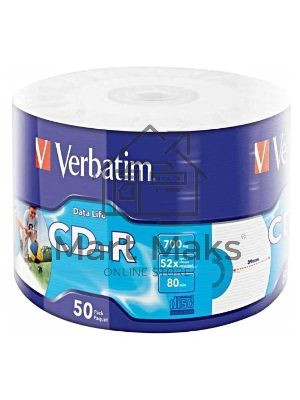 Диск CD-R Verbatim 80min, 700mb, 52x Shrink/50 Ink Print 43794