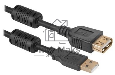 Кабель Defender PRO USB 2.0 кабель удлинительный 1.8м AM/AF, зол.конт, 2фер.фил.